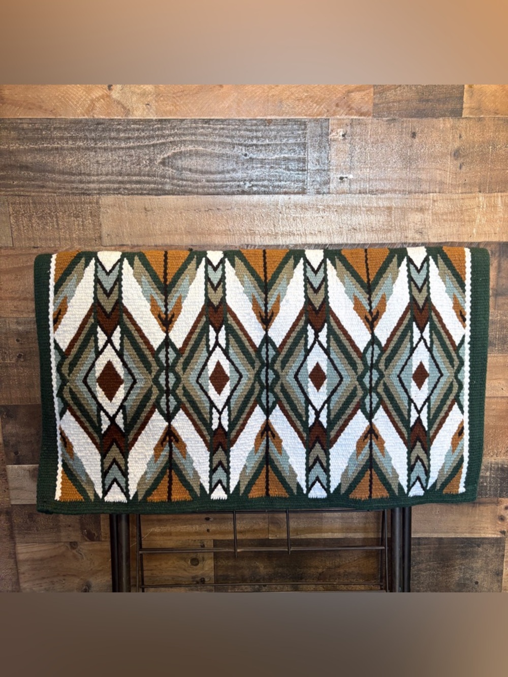 Ranch Saddle Blanket - Green, Brown, White